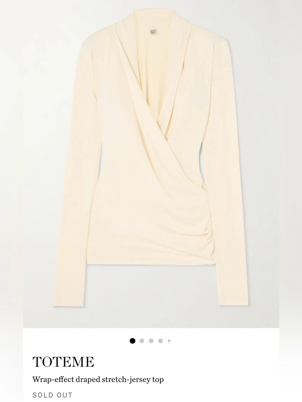 TOTEME Cream Wrap-Effect Draped Jersey Top - Long Sleeve - XXS (0) - BNWT - Picture 2 of 13